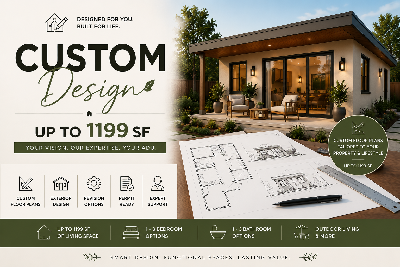 Custom Design Plan Up To 1199SF