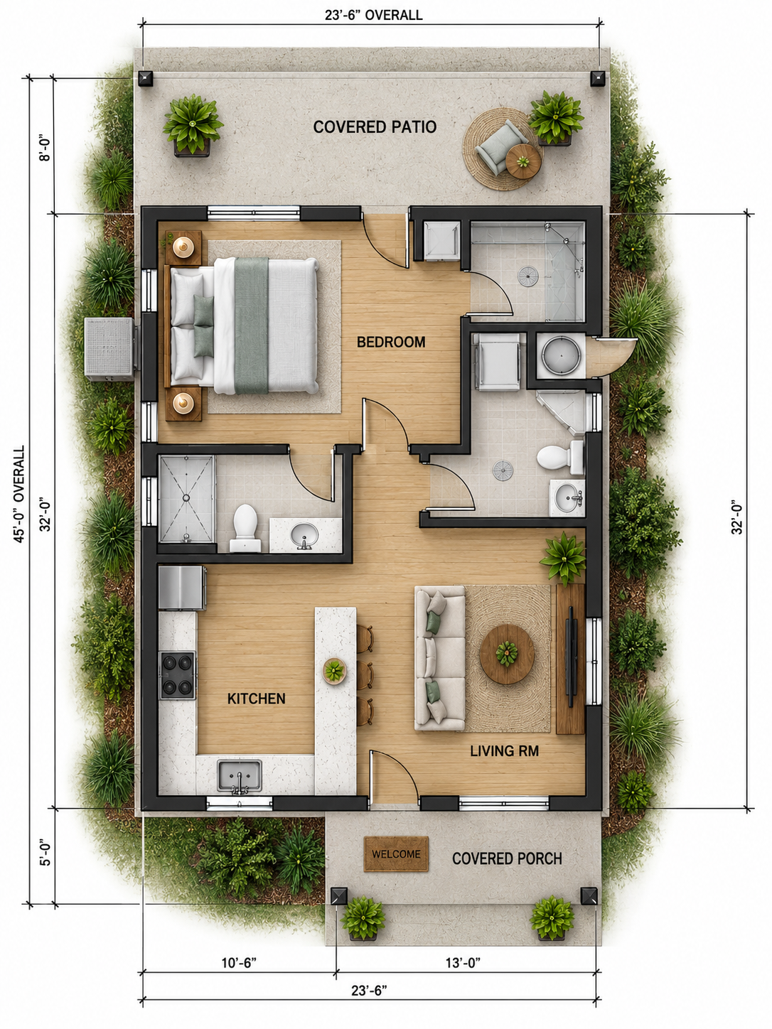 1 Bedroom | 1.5 Bath | 744 SF ADU ***** Starting Build price @ $300,000.00.00