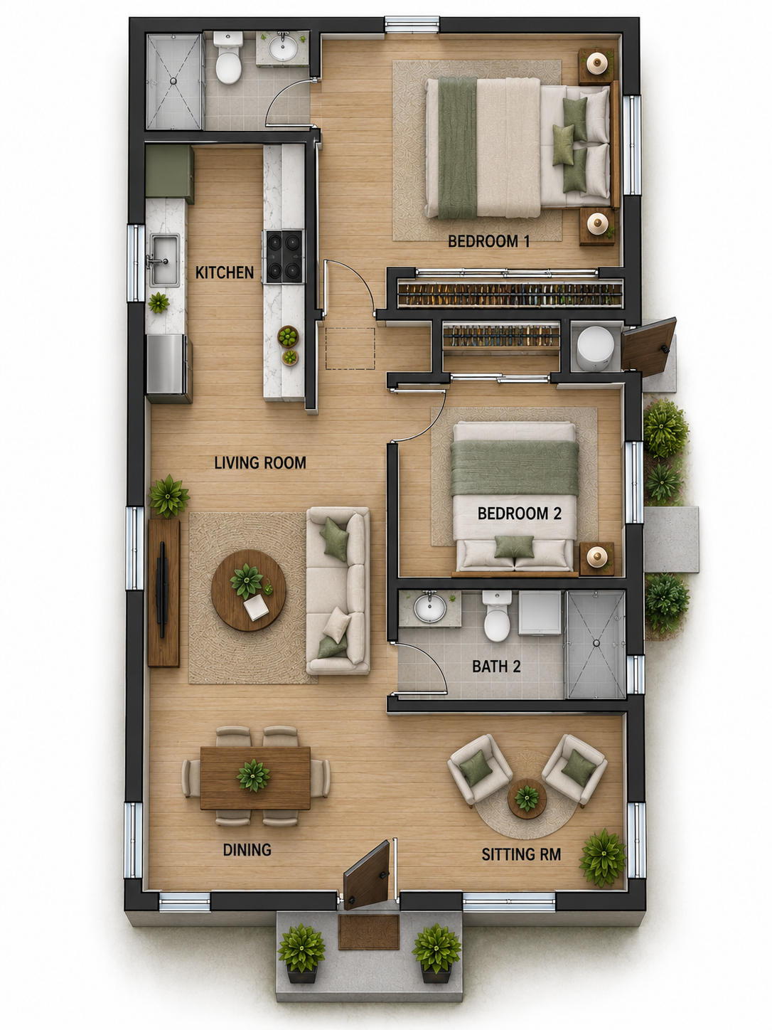 2 Bedroom | 2 Bath | 1,000 SF ADU with 180 SF Covered Patio ***** Starting Build price @ $300,000.00.00